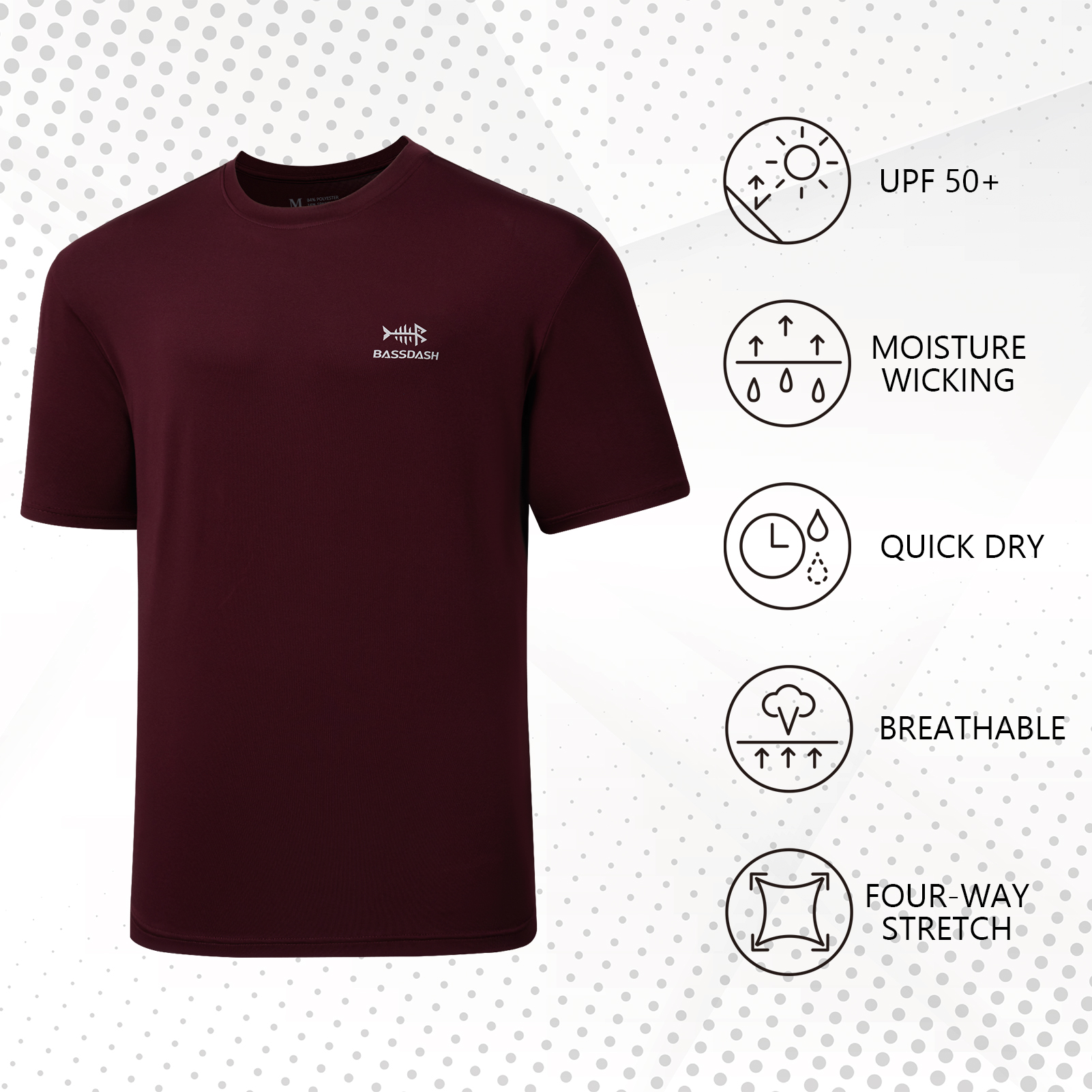 BASSDASH Men’s UPF 50+ Short S - Fishing Shirt Uv Protection review and price
